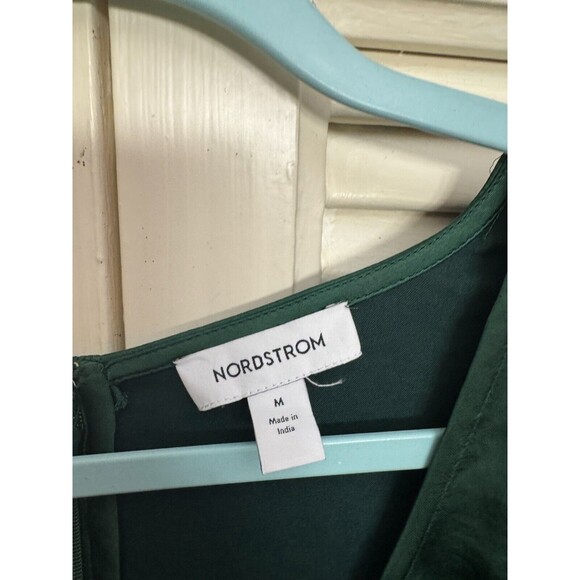 Nordstrom Modal Sleeve Jersey Knit Smocked Maxi Dress Green SZ M - Picture 3 of 6